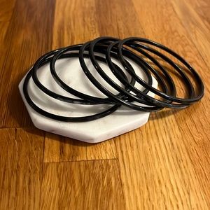 Black Horn Bangles, Set of 7 thin bracelets